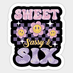 Sweet Sassy And Six Birthday For Girls 6 Year Old Sticker